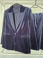 Damespak velours marine blauw mt 46, Kleding | Dames, Ophalen of Verzenden, Zo goed als nieuw, Maat 46/48 (XL) of groter, Blauw