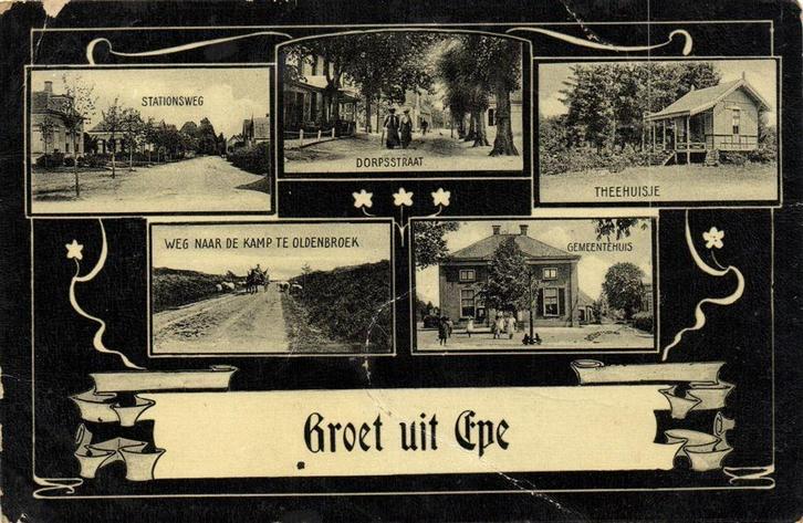 Groet uit Epe - 5 afb - B-keus - 1907 gelopen, Verzamelen, Ansichtkaarten | Nederland, Ongelopen, Gelderland, Voor 1920, Ophalen of Verzenden