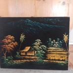 Schilderijtje, olieverf op textiel, Antiek en Kunst, Ophalen