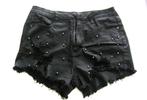 studs shorts hotpants gescheurd gothic punk rock post apoc, Kleding | Dames, Broeken en Pantalons, Maat 38/40 (M), Verzenden, Zwart