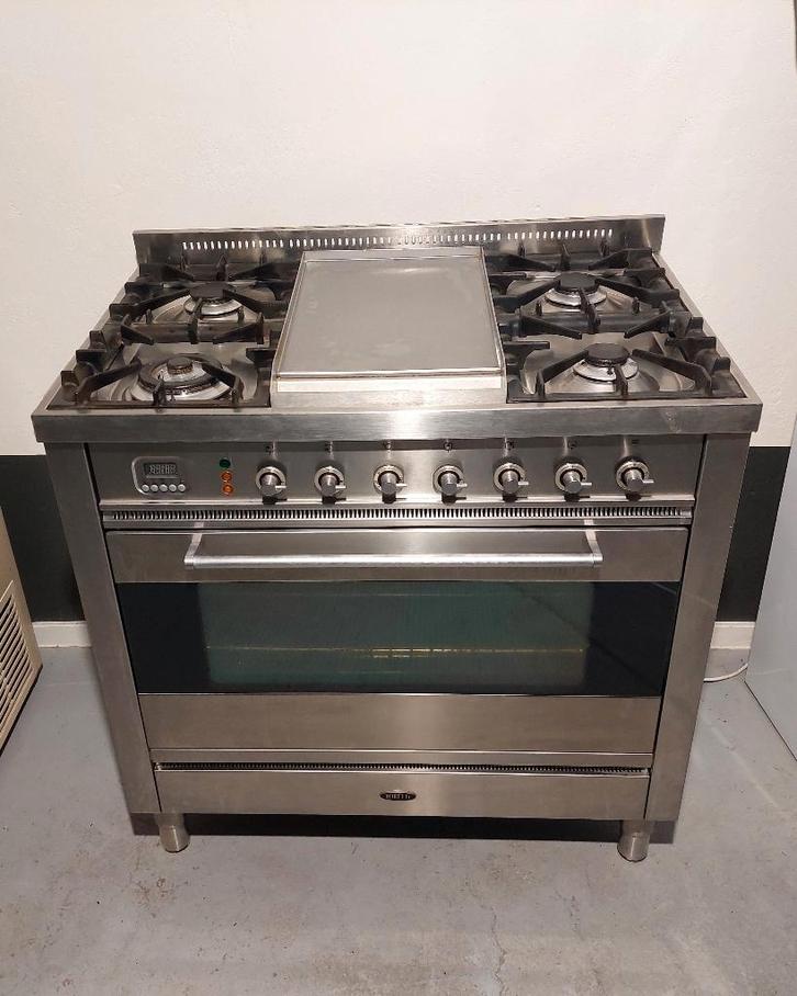 Boretti fornuis met Frytop, Witgoed en Apparatuur, Fornuizen, Gebruikt, Vrijstaand, Gas, 5 kookzones of meer, 90 tot 95 cm, 60 cm of meer