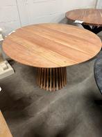Eettafel Japandi acaciahout 120cm, Huis en Inrichting, Tafels | Eettafels, Info@savoireinteriors.com, Rond, Ophalen of Verzenden