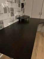 Mooi Hoekbureau Zwart/Bruin - 220x80 & 150x60, Huis en Inrichting, Bureaus, Ophalen, Zo goed als nieuw, Bureau