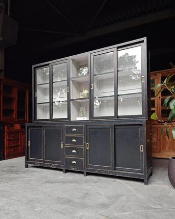 Stoere industriële Schoolkast | Zwarte Buffetkast #2293 beschikbaar voor biedingen
