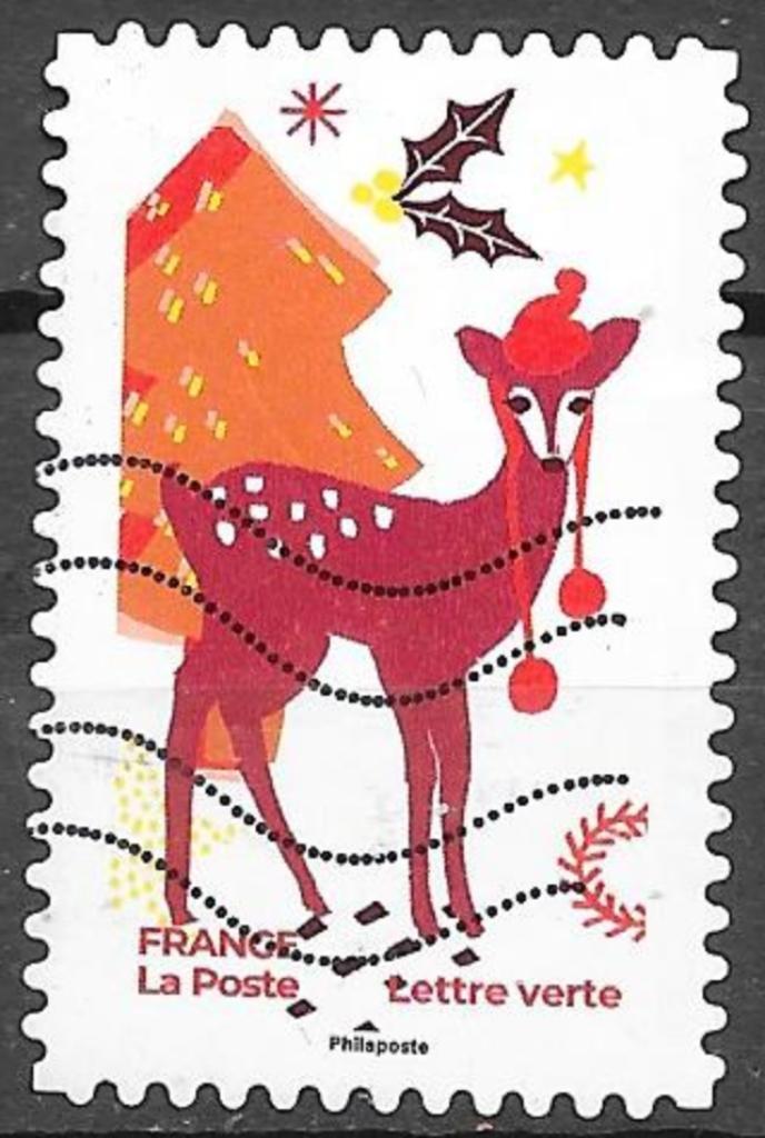 Frankrijk:  kerstzegel (9) uit 2021, Postzegels en Munten, Postzegels | Europa | Frankrijk, Gestempeld, Ophalen of Verzenden