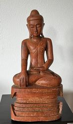 Houten Burmese Boeddha met certificaat van echtheid, Ophalen of Verzenden