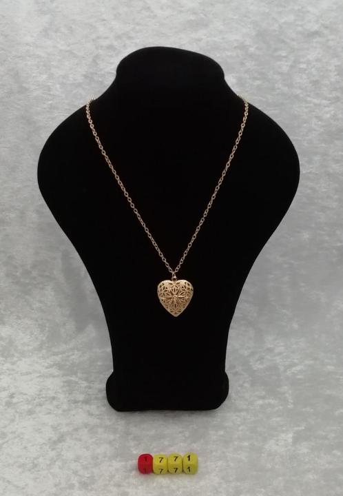1771. Ketting met medaillon hart goudkleur, locket, Sieraden, Tassen en Uiterlijk, Kettingen, Nieuw, Overige materialen, Goud