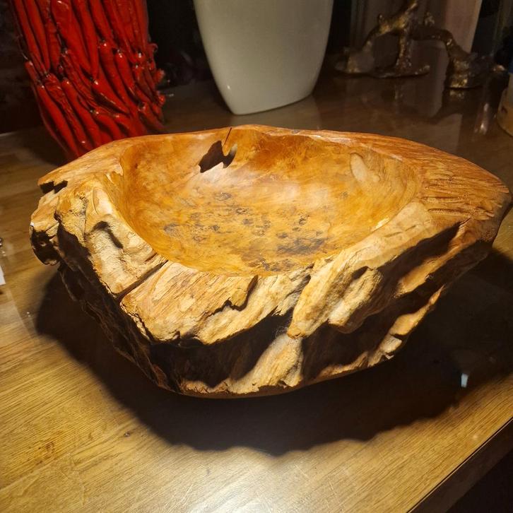 Houten Schaal / Mand - Uniek stuk, Huis en Inrichting, Woonaccessoires | Schalen en Manden, Gebruikt, Schaal, Overige vormen, Hout