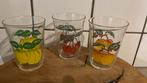 3 retro drinkglazen glas fruit France, Ophalen of Verzenden, Zo goed als nieuw