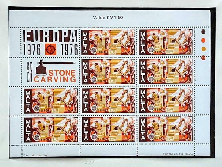 Malta 1976 Europa vel Stone Carving postfris, Postzegels en Munten, Postzegels | Europa | Overig, Postfris, Overige landen, Verzenden