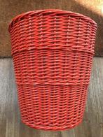 Vintage rieten prullenbak, oranje, jaren '70, Ophalen of Verzenden, Gebruikt, Riet, Minder dan 50 cm