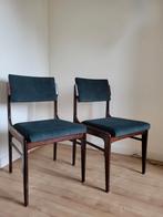 set van 4 vintage mid-century stoelen, Huis en Inrichting, Stoelen, Ophalen, Hout, Gebruikt, Blauw