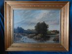 SALE Olieverf op doek Rivierlandschap LA Jongmans 60x85 cm, Ophalen