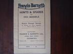 Francis Barnett 1933 models hints and spare parts list, Ophalen of Verzenden, Overige merken
