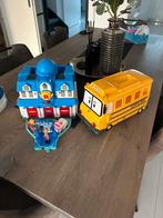 Robocar poli station met schoolbus, Ophalen, Zo goed als nieuw