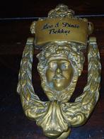 Antieke Deurklopper met Naamplaat Leo & Dinie Bekker, Ophalen of Verzenden, Gebruikt, Bedraad