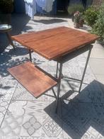 Uniek vintage nachtkastje – omgebouwde oude schooltafel, Gebruikt, 50 tot 100 cm, Ophalen of Verzenden, 25 tot 50 cm