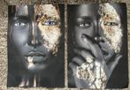 2 Canvas portret doeken - Zwart met goud (70x100 cm), Ophalen, Gebruikt, Print, 75 cm of meer