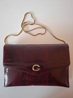 Vintage clutch bordeauxrood slangenleer, Ophalen of Verzenden, Zo goed als nieuw, Avondtasje