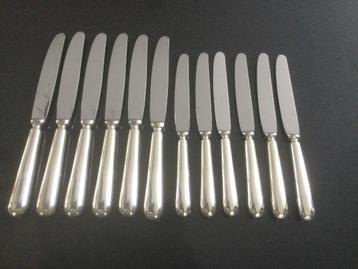 12 1e gehalte zilveren tafelmessen Gerritsen/Sola glad model beschikbaar voor biedingen
