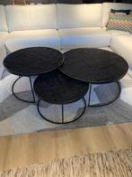 Ethnicraft teak Tabwa round coffee table set, Huis en Inrichting, 50 tot 100 cm, Minder dan 50 cm, Eikenhout, Rond