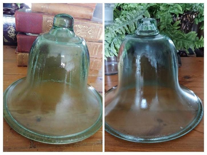 Glazen groene meloen cloche twee maten diameter 20 en 31 cm, Antiek en Kunst, Curiosa en Brocante, Ophalen of Verzenden