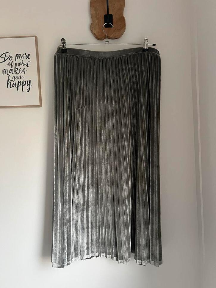 Josephine & Co. Velours Rok - Maat 44 - Ongedragen, Kleding | Dames, Rokken, Nieuw, Maat 42/44 (L), Grijs, Onder de knie, Ophalen of Verzenden