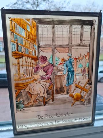 Glas in lood raamhanger : De Boeckbinder. beschikbaar voor biedingen