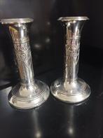 2 Antiek zilveren kandelaars, Ophalen of Verzenden, Zilver