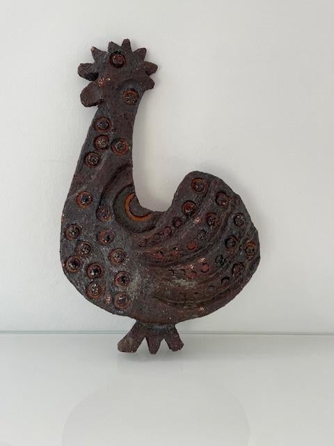 Zeldzame brutalistische wandsculptuur haan van keramiek, Antiek en Kunst, Kunst | Designobjecten, Ophalen of Verzenden