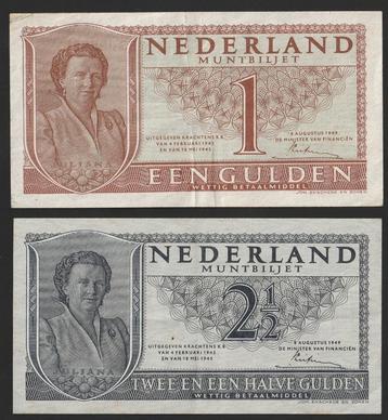 leuk setje 1 & 2½ GLD 1949 (juliana)nette exemplaren beschikbaar voor biedingen