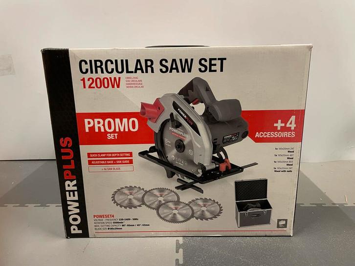 Powerplus Cirkelzaag Set - Nieuw in doos!, Doe-het-zelf en Verbouw, Gereedschap | Zaagmachines, Nieuw, Cirkelzaag, 1200 watt of meer