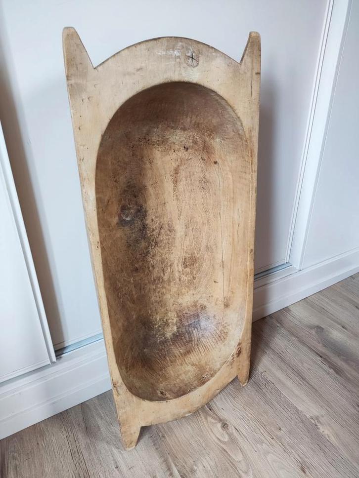 Antieke houten trog, Huis en Inrichting, Woonaccessoires | Dienbladen, Gebruikt, Hout, Rechthoekig, Ophalen