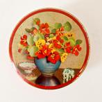 vintage koektrommel koekjestrommel blik bloemen jaren 50, Ophalen of Verzenden