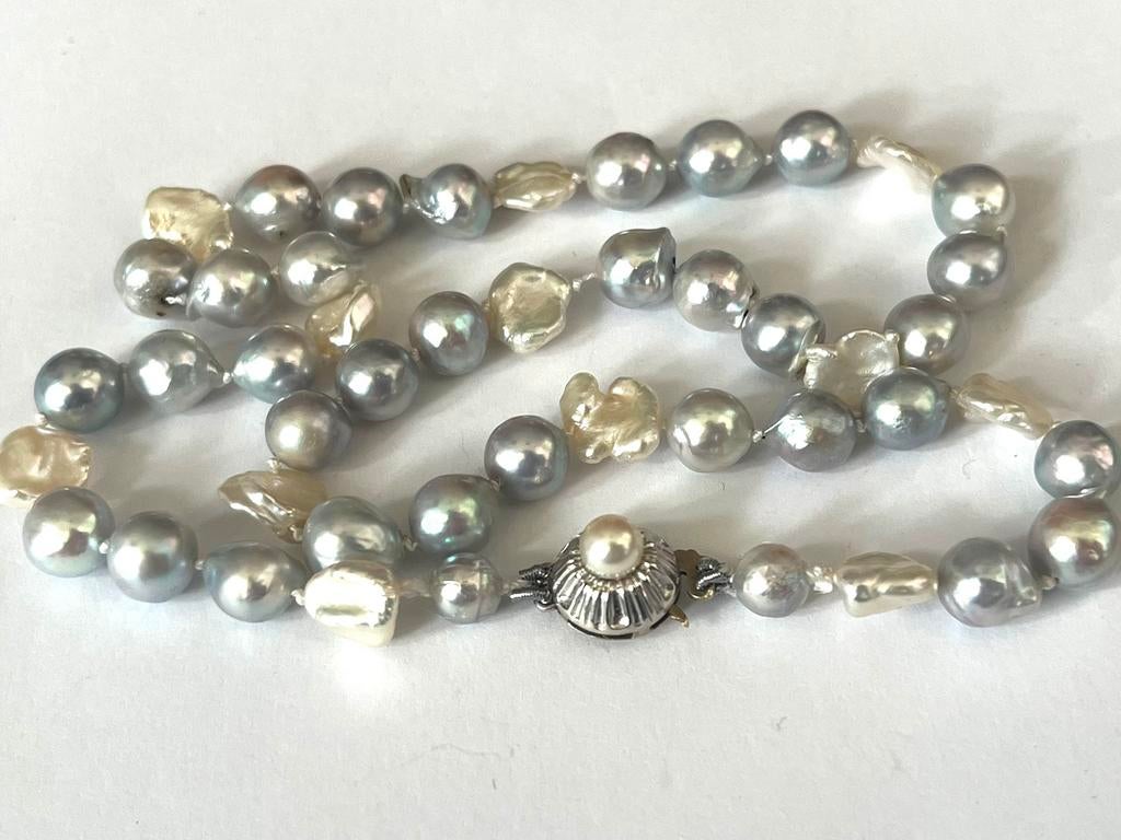 Vintage Akoya en zuidzee parels goud, Wit, Ophalen of Verzenden, Zo goed als nieuw, Met edelsteen