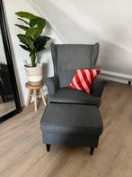 Ikea Strandmon Loungestoel met Voetenbank, Ophalen of Verzenden, Zo goed als nieuw, Stof, 75 tot 100 cm