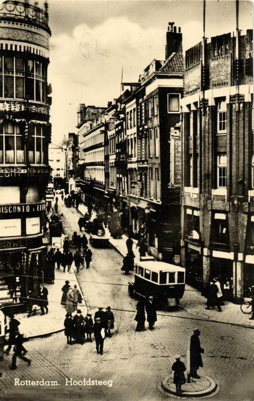 Rotterdam. Hoofdsteeg - volk auto - ongelopen, Verzamelen, Ansichtkaarten | Nederland, Ongelopen, Zuid-Holland, 1920 tot 1940