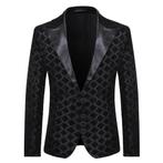 Heren zwart ruiten glitter colbert blazer jasje mannen feest, Verzenden, Nieuw, Zwart
