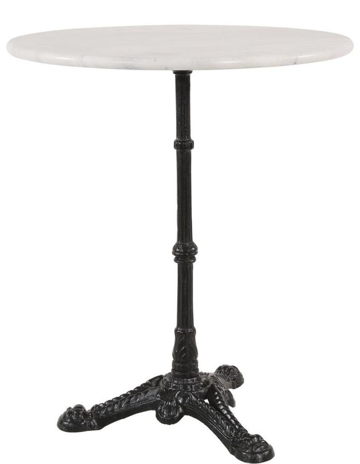 Bistrotafel met gietijzeren voet en 50 cm rond marmer blad, Tuin en Terras, Tuinmeubel-accessoires, Nieuw, Ophalen of Verzenden