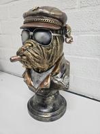 BULLDOG , SIGAAR , PET , KETTING , GROOT BEELD , NIEUW ,, Ophalen of Verzenden, Nieuw, Hond of Kat, Beeldje of Figuurtje