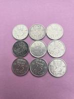 Nederland 25 Cent 1948 - Wilhelmina (Set van 9), Postzegels en Munten, Munten | Nederland, Ophalen of Verzenden, Koningin Wilhelmina