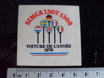 sticker simca 1307 1308 voiture de l'année 1976 logo beschikbaar voor biedingen