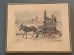 Antiek lijstje Anton Pieck - 1966 D.A.C. - paard en wagen, Antiek en Kunst, Ophalen of Verzenden