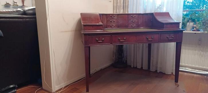 Engels bureau met groen leder blad, Antiek en Kunst, Antiek | Kantoor en Zakelijk, Ophalen