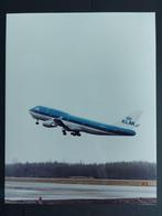Foto van een opstijgende KLM Boeing 747-400 (F954), Gebruikt, Ophalen of Verzenden, Kaart, Foto of Prent