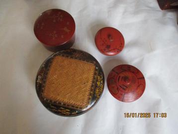 Houten lakdozen chinees of uit indonesia 4 stuks beschikbaar voor biedingen