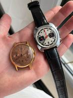2x vintage chronograaf horloges, Sieraden, Tassen en Uiterlijk, Horloges | Heren, Ophalen, Gebruikt, Leer, Overige merken