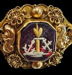 Antiek Gouden Broche Hoop & Geloof & Liefde periode ca :1850, Verzenden, Goud, Broche