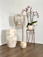 Set van 4 bloempotten - grijs - beige, Huis en Inrichting, Ophalen, Overige kleuren, Aardewerk of Porselein, Zo goed als nieuw