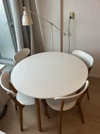 Ronde eettafel met 4 bijpassende stoelen, Huis en Inrichting, Tafels | Eettafels, Ophalen, Gebruikt, Vier personen, Rond